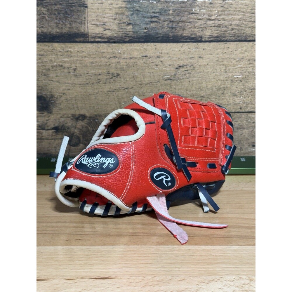 🔥🥎⚾️Rawlings Red Navy T-Ball Glove PL90SN Right Hand Throw EXCELLENT!!!